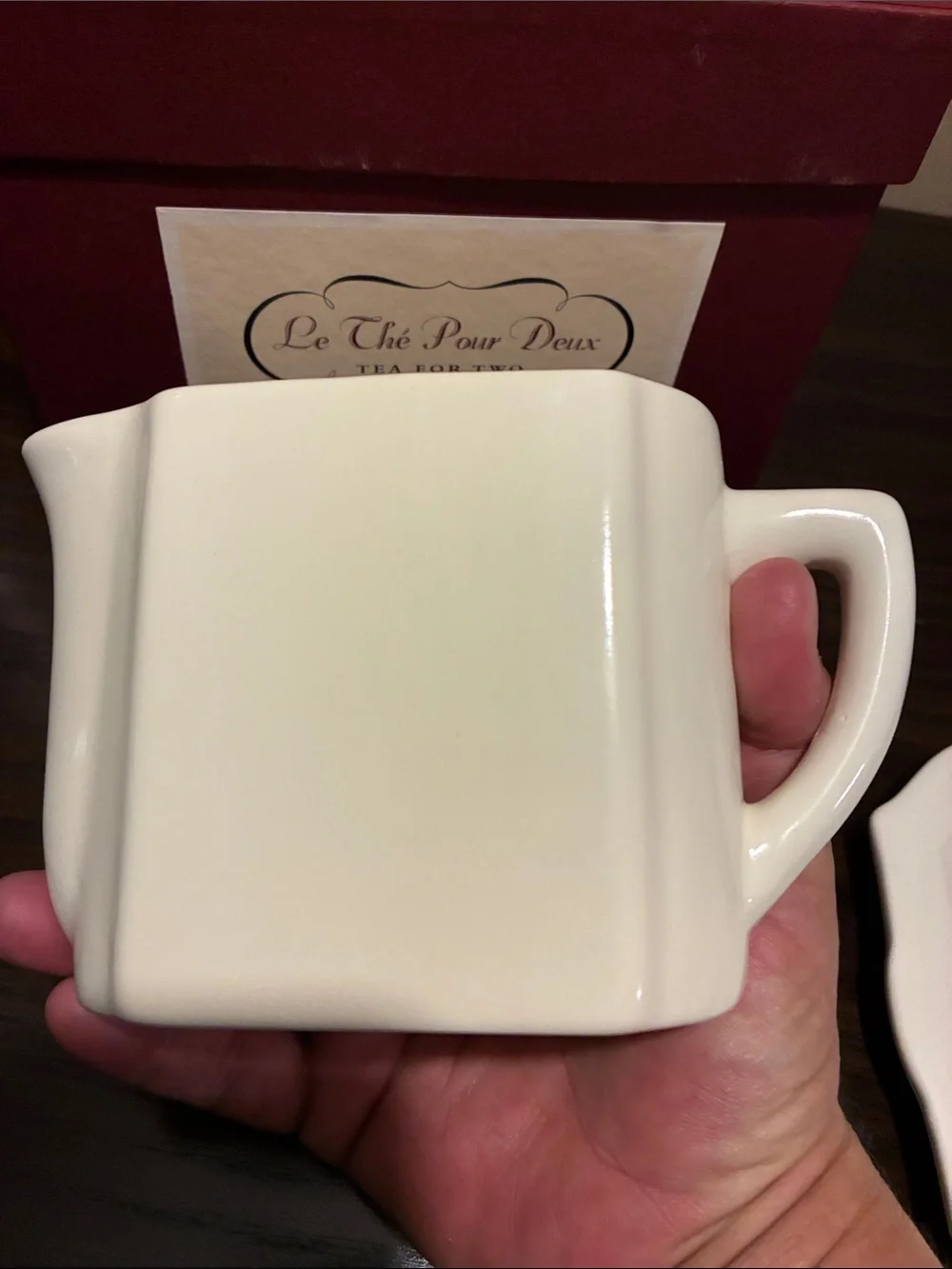 Restoration Hardware Cream Stoneware Tea-for-Two Set with Box